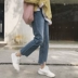 Quần jeans nữ Hồng Kông 2018 phiên bản Hàn Quốc mới của quần retro gió sang trọng cho học sinh quần ống rộng chín quần mùa hè chân váy jean đẹp Quần jean