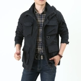 Осенняя дорожная куртка с карманами с капюшоном для отдыха, для мужчины среднего возраста, большой размер