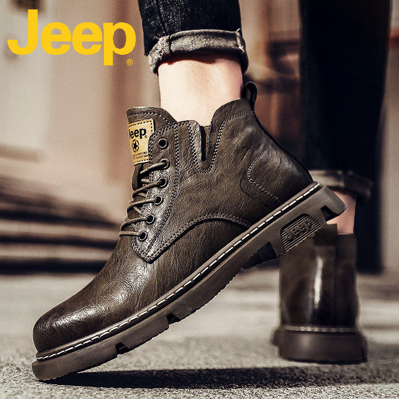 ботинки jeep Jeep Martin; мужская обувь; зимние модели с высоким берцем; новинка 2025 года; кожаные ботинки; мужская кожаная обувь; мужская