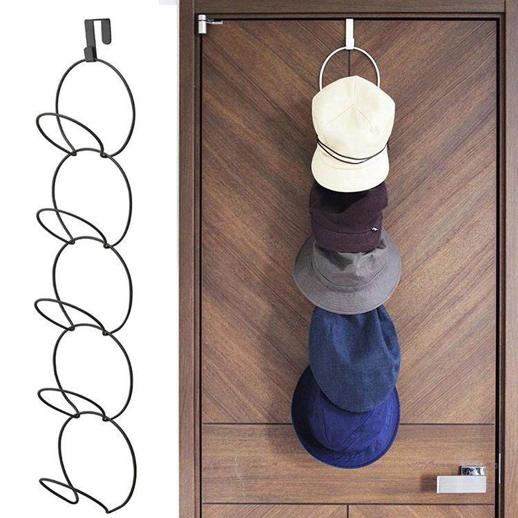 Cross-border hat holding layer iron tidy hook free-hole wardrobe wrapped clothes cap door linked