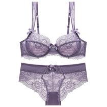 New 1761 Thin European and American Womens Underwear Transparent Ultra-Thin Padless Lace Bra Set Customized