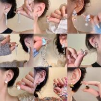 S925 silver needle high-end earrings for women light luxury ins style tassel niche temperament pearl earrings zircon ear jewelry