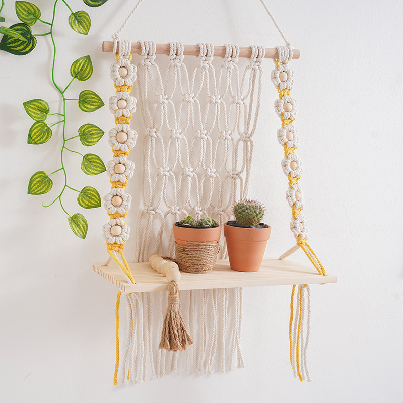 Hot-Selling Hand-Woven Tapestry Cotton Rope Wall Hanging Shelf Hotel and Homestay Children's Room Decoration Hot-Selling Hand-Woven Tapestry Cotton Rope Wall Hanging Shelf Hotel and Homestay Children's Room Decoration