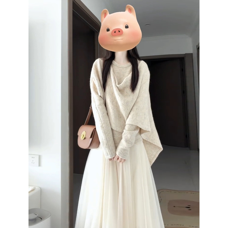2026 New Style Cape Shawl Top Half-Dress Women's Early Autumn Korean Style Outfit Complete Set Long Dress 2026 New Style Cape Shawl Top Half-Dress Women's Early Autumn Korean Style Outfit Complete Set Long Dress