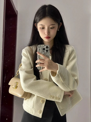 Короткая куртка в твидовом стиле, женская весна-осень 2025, новая популярная нишевая корейская куртка для дочерей, топы