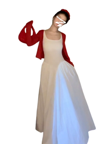 Майка, платье, комплект, длинная юбка, осенняя, в корейском стиле, яркий броский стиль, изысканный стиль