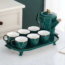 Nordic ceramic tea set water set household light luxury teapot kettle water cup living room tea cup simple with tray