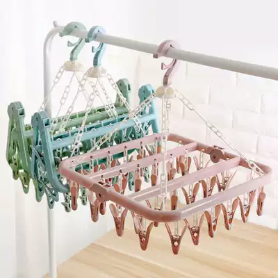 Multifunctional cool drying rack multi-clip sunning socks household baby boy windproof adhesive hook storage artifact 32 clip