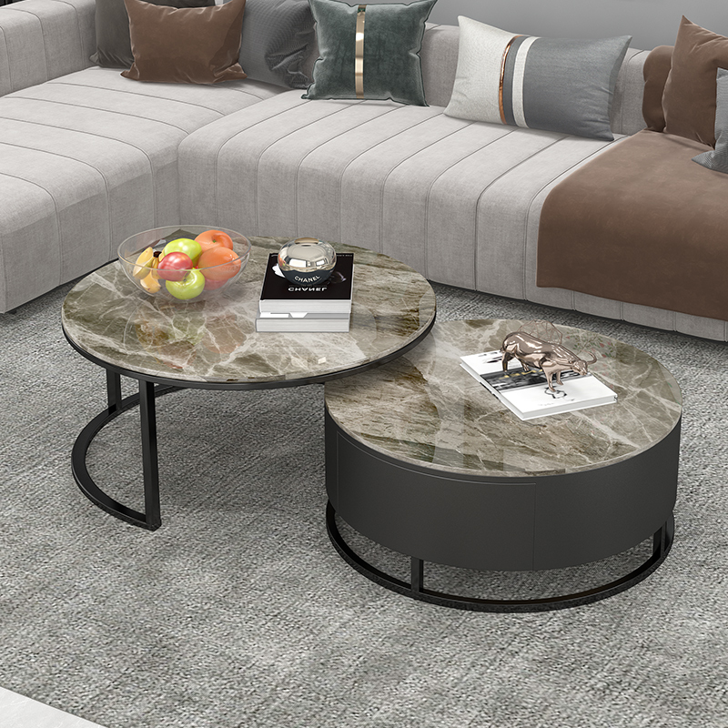 Marble coffee table light luxury modern minimalist Nordic slate coffee table small apartment round coffee table table living room home