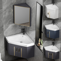 Bathroom cabinet corner ceramic washbasin small apartment bathroom washbasin cabinet combination triangle mini washbasin