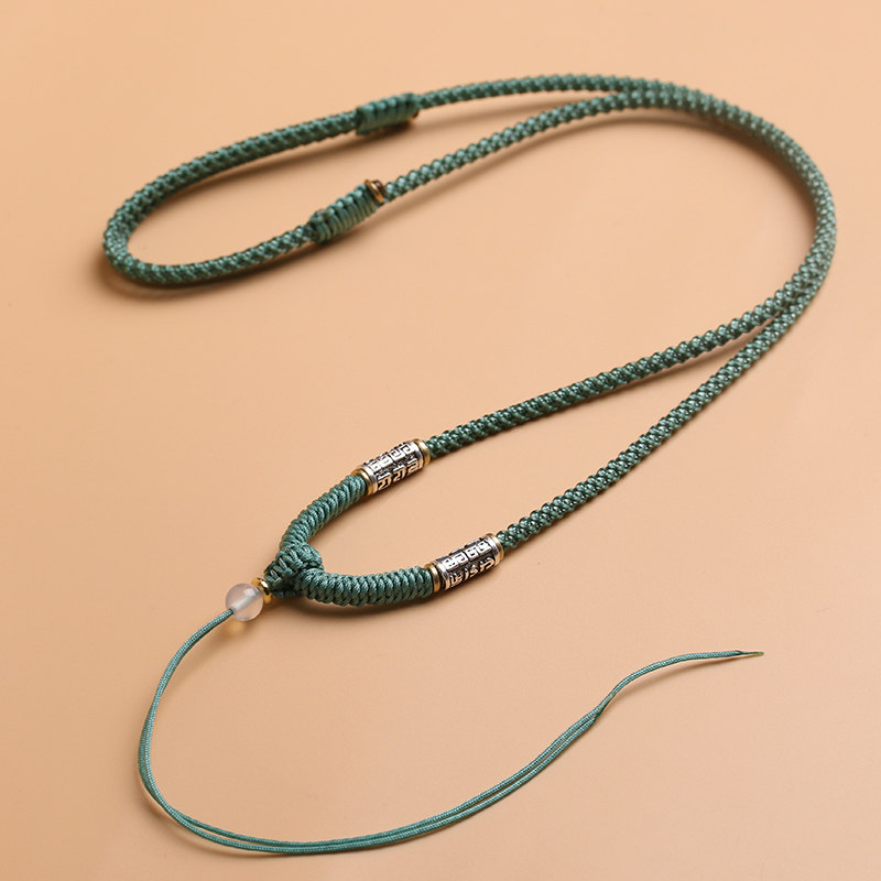 925 silver pendant lanyard hand-woven hanging neck necklace rope men and women jade pendant gold jade and Tian jade pendant rope