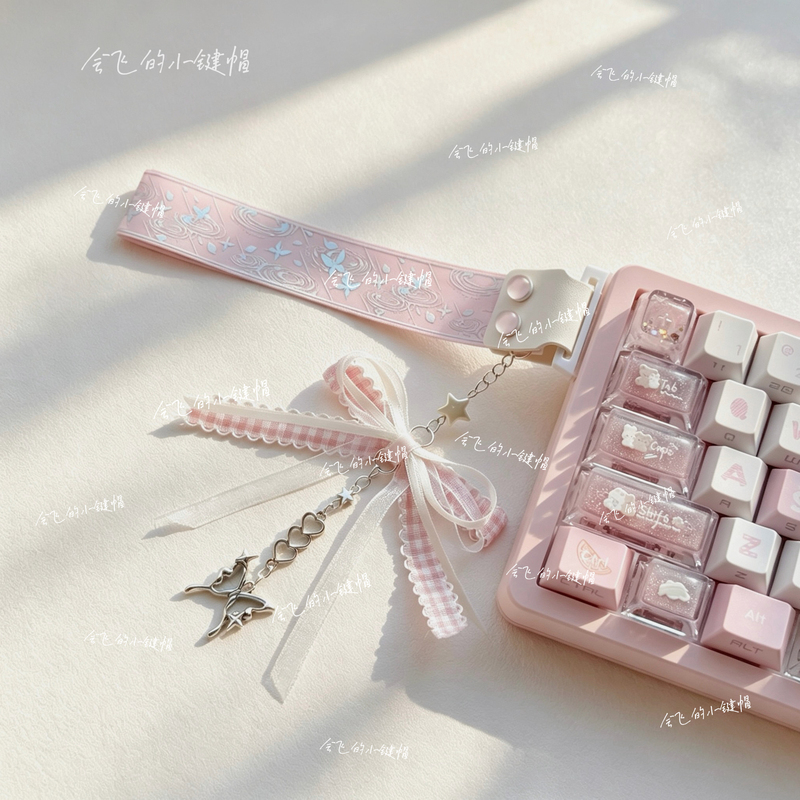 Light Pink Butterfly Keyboard Ribbon Butterfly Wooting Customized Modification Made68 Cute Mai Cong Meijia Shi