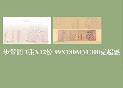 Extended version of the Tang Dynasty Yan Liben's chariot Procession postcard, an ancient painting replica of a Chinese-style cultural and creative collection card