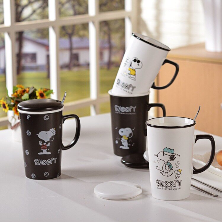 Creative new Foscaton ceramic cup Sanubik cup with lid spoon coffee cup lovers cute water glasses