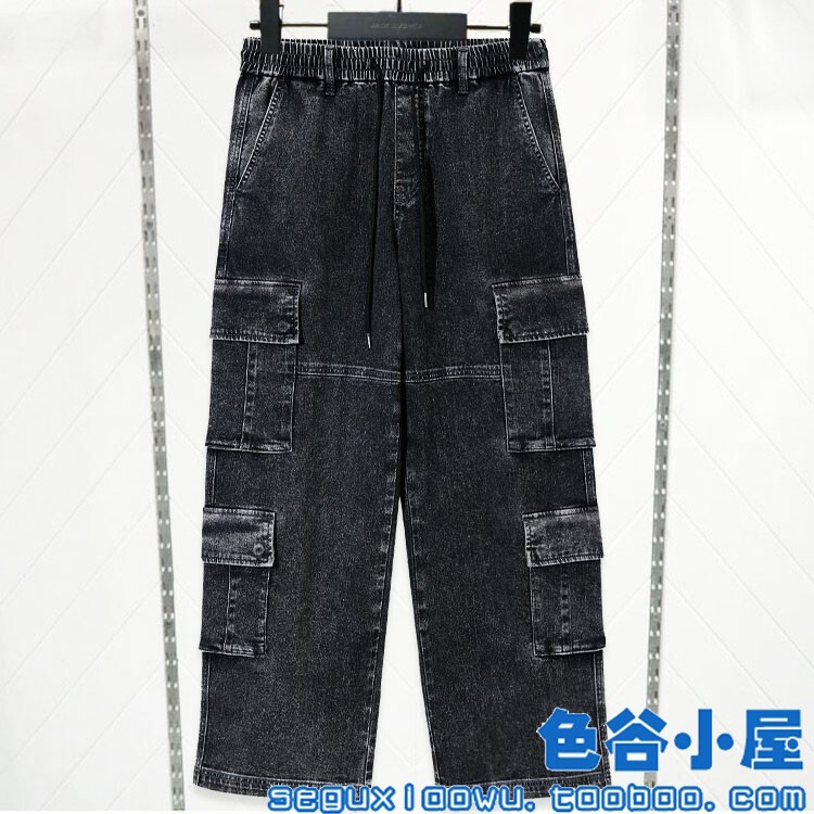 Jack Jones 907 Men's Dark Gray Loose-Fitting Workwear Slightly Stretchy Denim Trousers 224432020