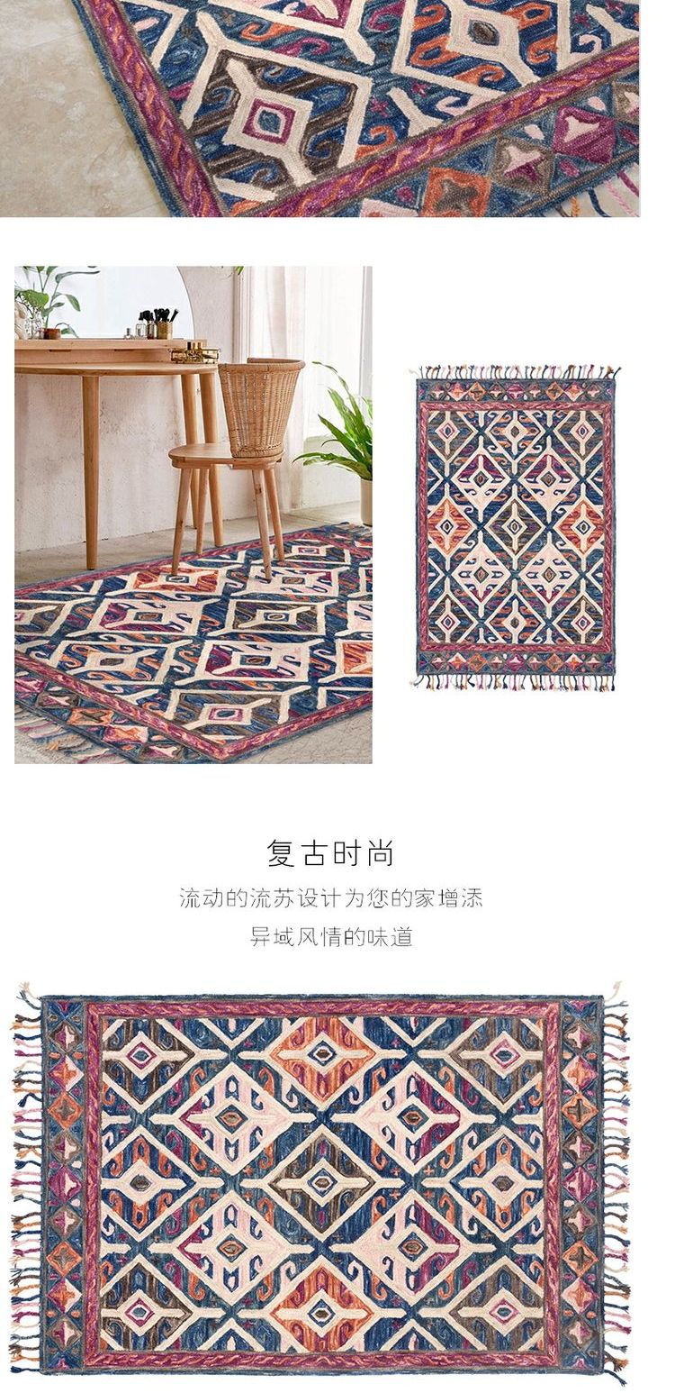 Youli nhập khẩu thảm len dệt kim tinh khiết Kilim dân tộc phong cách boho sofa phòng khách bàn cà phê chăn - Thảm thảm trải phòng khách