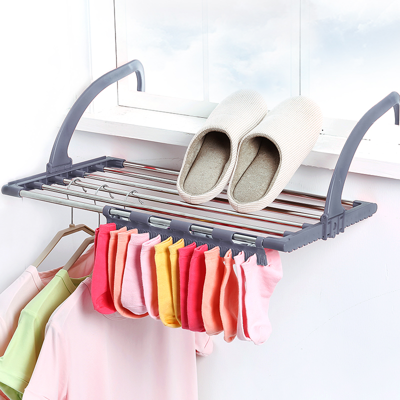 Small window drying shoe rack Window hook windowsill drying rack Pillow artifact folding balcony Indoor household