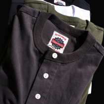 Unique style male American Kizi washing cotton extended thread sleeve increased Henry collar tide brand short sleeve t-shirt