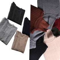 80 Cashmere Factory Cut Tail Round Neck Jacquard Pullover Sweater Mens High Neck Jacquard Pullover Sweater