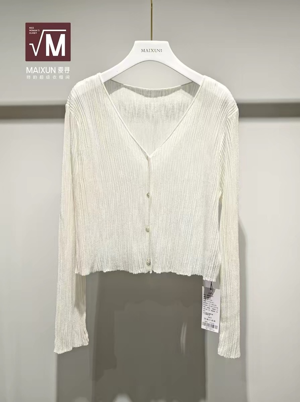 Maixun Official Store Genuine 2026 Summer Fashion Slim-Fit Long-Sleeve Knitted Cardigan for Women Zksfs04A