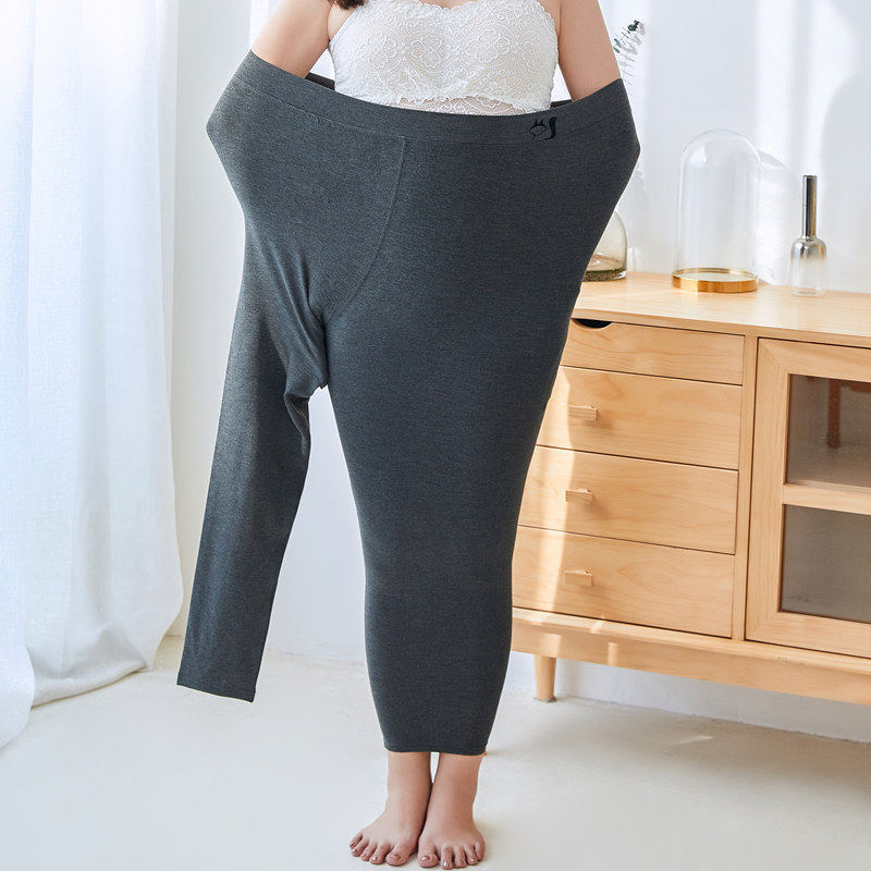 Add Fat plus size 200 catty mm Grey Beat Bottom Pants Woman Outside Wearing Spring Summer Season High Waist Thin Down Integrated Little Feet Pants-Taobao