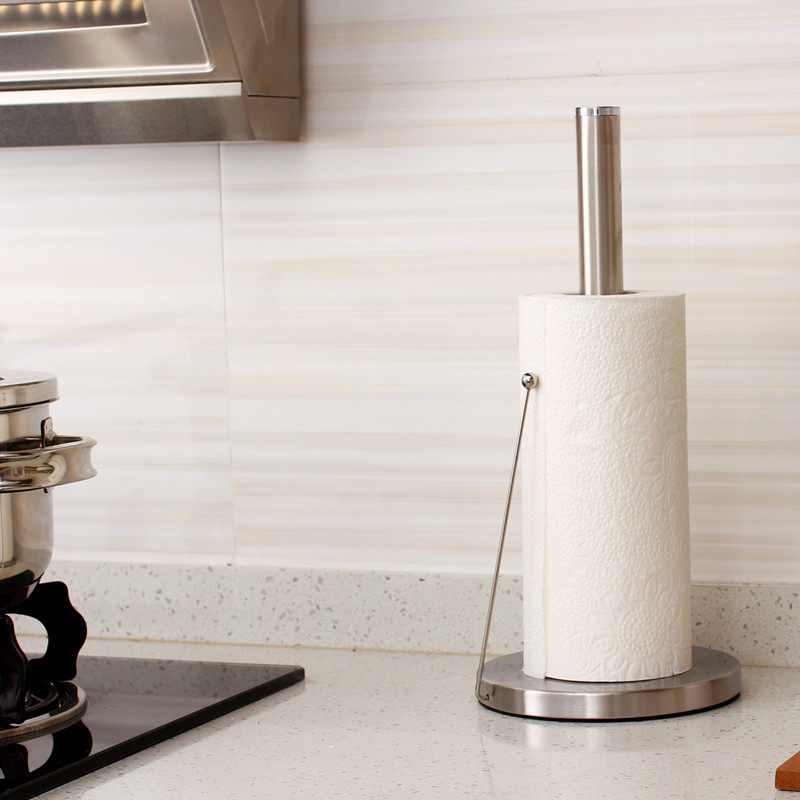 Stainless steel drum toilet paper shelf Creative vertical containing shelf kitchen towels towel rack iron art erase hand towels shelf