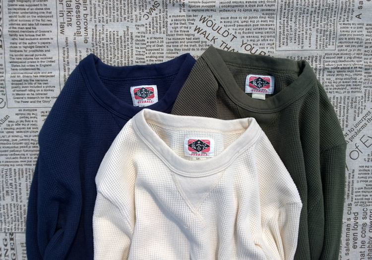 Nặng Ami Ami Mỹ retro dày 16 sợi đôi 350 g waff cổ tròn áo thun dài tay chạm đáy áo polo nam uniqlo