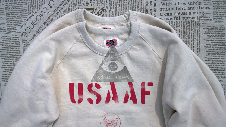 Nặng Ami 咔叽 Mỹ retro cổ điển dày lên phôi trắng bông quân đội in áo len raglan áo hoodie nam chính hàng