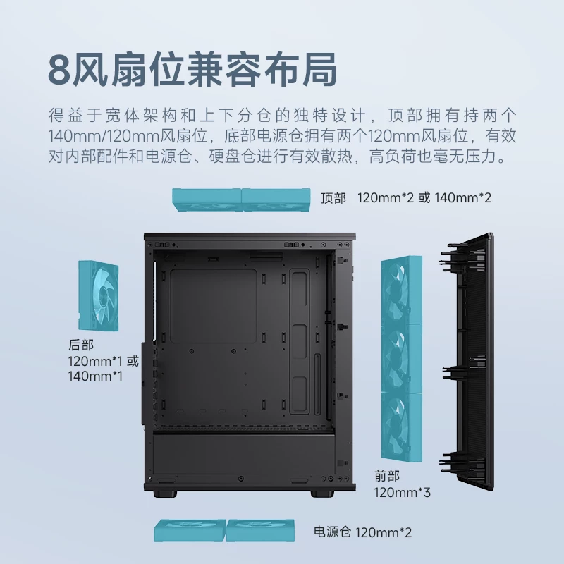 Jinhe Tianji Pro main case ATX mesh cooling desktop computer computer host non-side transparent game office main case