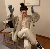 Anti-season special winter imitation rabbit fur fur female medium long plush clothes Lamb hair coat stand collar wool coat