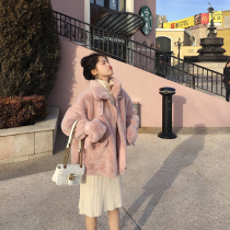 Anti-season special fur 2020 Autumn Winter locomotive clothing imitation mink plush coat womens leather buckle fur one coat women