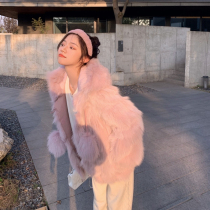 Tuscan fur one female 2021 Winter fox fur hooded imitation fur women loose long coat