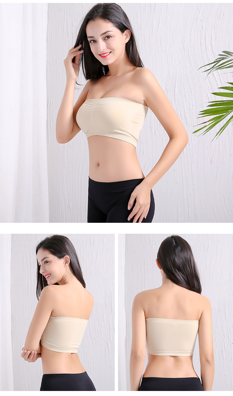 Chống ánh sáng màu đen trắng ống đầu với ngực pad sexy quây áo ngực của phụ nữ thu thập cơ sở đồ lót mỏng bọc ngực