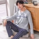 Bộ đồ ngủ nam dài tay cotton trẻ trung mùa xuân và mùa thu mỏng mùa hè bộ khủng long