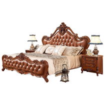 Italian flag American bed leather bed double 1 8 meter bed European princess bed wedding bed villa bedroom furniture solid wood