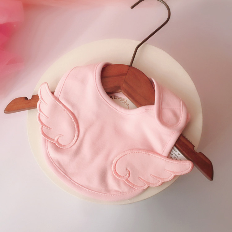 Little princess angel small wings shape bib Baby cotton saliva towel Eating bib Bib soft upgrade