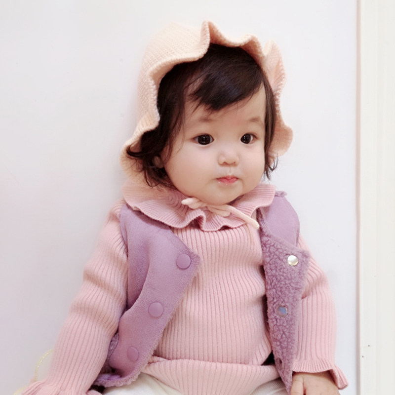 Palace Cap Baby Han Version Baby Hat Pure Cotton Princess Hat Lace Care Ear Pure Cotton Lace Cap Autumn Winter Warm