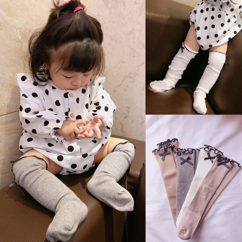 Girls socks pure cotton baby middle tube socks female bubble socks Korean children's stockings spring and autumn baby stockings over the knee