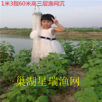 Filament 1 m High 1 finger 2 fingers 3 fingers 4 fingers 5 fingers 60 m Three layers fishing nets Sink Netting crucian carp web dining strips net