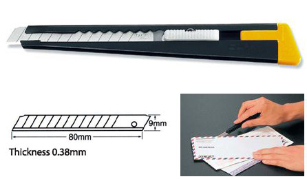 Imported Japanese OLFA Oufa 180 BLACK metal small utility knife 9mm paper knife letter opener