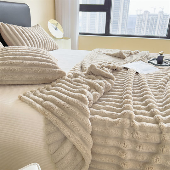 Rabbit Fur Plush Blanket, Office Nap Blanket, Milk Velvet Air Conditioning Blanket, Coral Velvet Bed Sheet Blanket for Bed