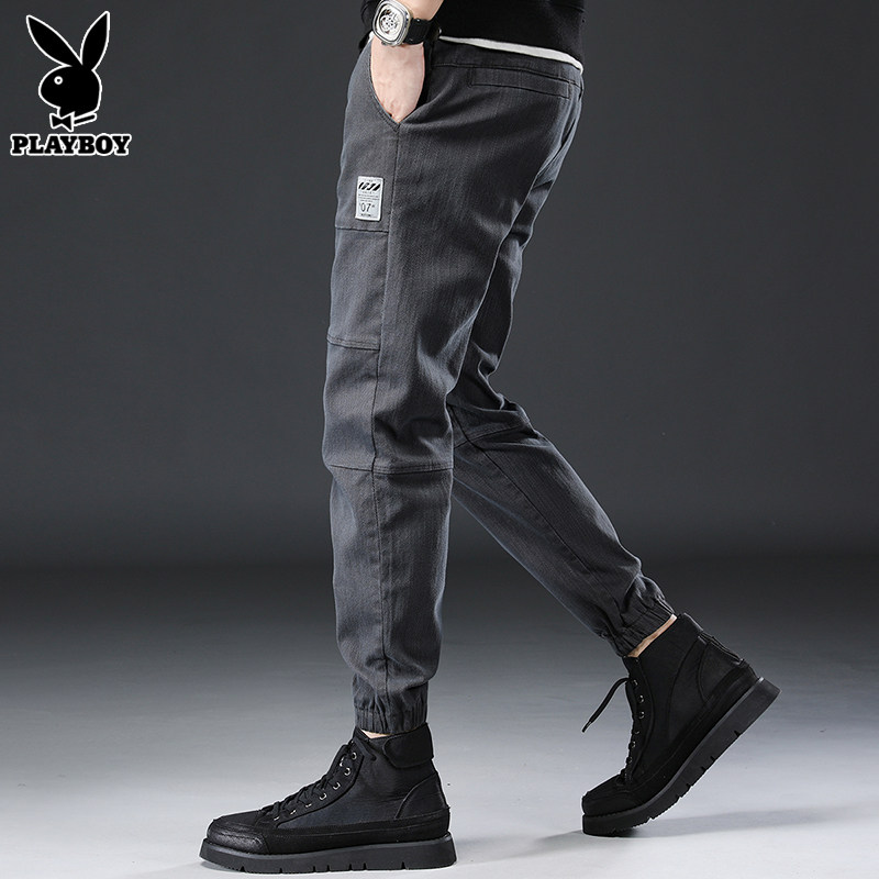 Flowers Playboy Summer Casual Pants Men's Bungling Leggings Pants Trendy Black 100 Hitchhiking 90% Long Pants Men