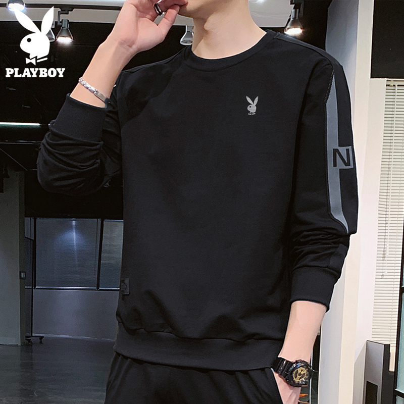 Flowers Playboy spring Long sleeves T-shirt Men's loose tide Tide Cards Spring Autumn Clothes to Bottom Jersey Men's Clothing