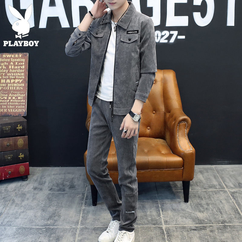 Playboy casual suit men's corduroy autumn trend with fashionable and handsome spring and autumn men's suit
