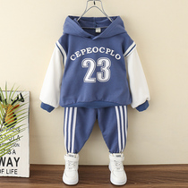  Boys  autumn basketball clothes sports suit 2021 new middle and large childrens two-piece primary school sweater trendy cool jersey
