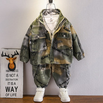 Childrens autumn suit boys camouflage set Net Red fashion 2021 new spring and autumn boys handsome clothes