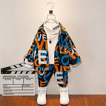  Boys  autumn suit 2021 new handsome Korean version of childrens net celebrity foreign style spring and autumn baby two-piece suit tide
