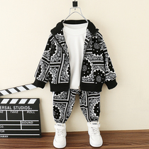 Boys  autumn suit 2021 new childrens baby tide spring and autumn foreign style net red fashionable clothes fried street two-piece suit
