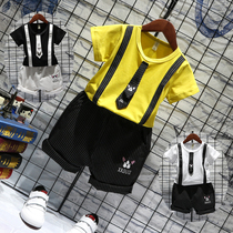 Boy handsome suit 3 short sleeve 2020 summer dress 5 year old baby baby Foreign Air two piece set summer childrens costume