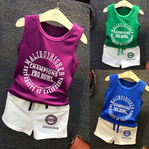 Boy vest set Summer 2 female baby new summer cotton 4 Boys 5 children sports two sets 3 years old